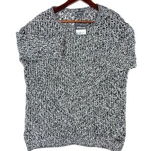 Eddie Bauer, Adventure Cotton Knit Sweater, Black White Peekaboo, Women's M